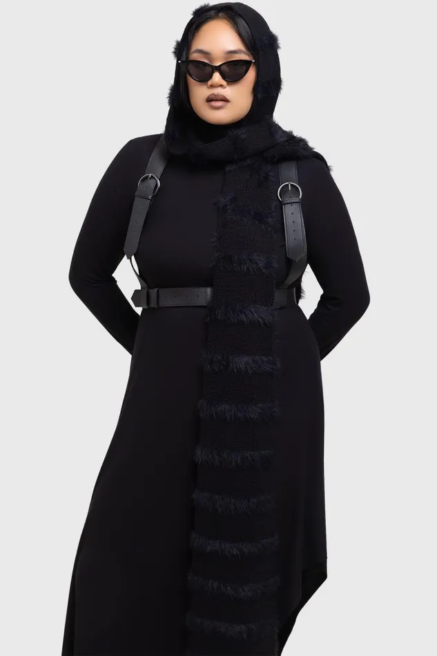 Killstar Striped Night Hooded Scarf Women Gloves and Scarves