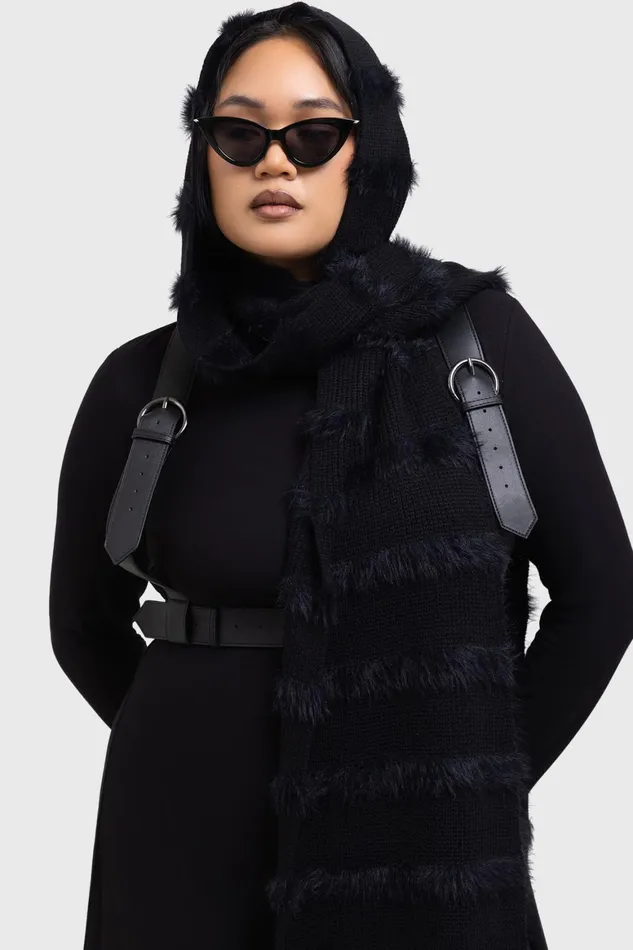 Killstar Striped Night Hooded Scarf Women Gloves and Scarves