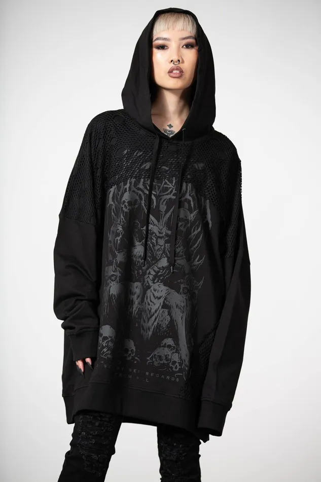 Killstar The Verge Fishnet Hoodie Women Hoodies