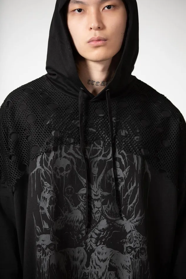 Killstar The Verge Fishnet Hoodie Women Hoodies