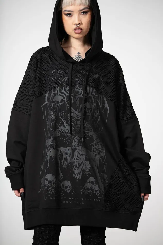 Killstar The Verge Fishnet Hoodie Women Hoodies