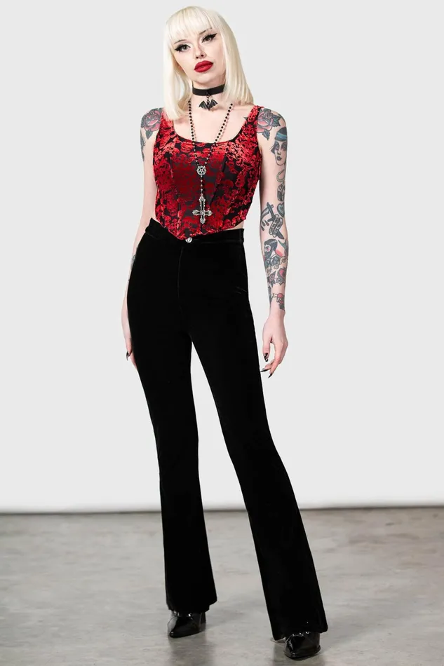 Killstar Thena039s Thistle Velvet Bootcut Trousers Women Velvet