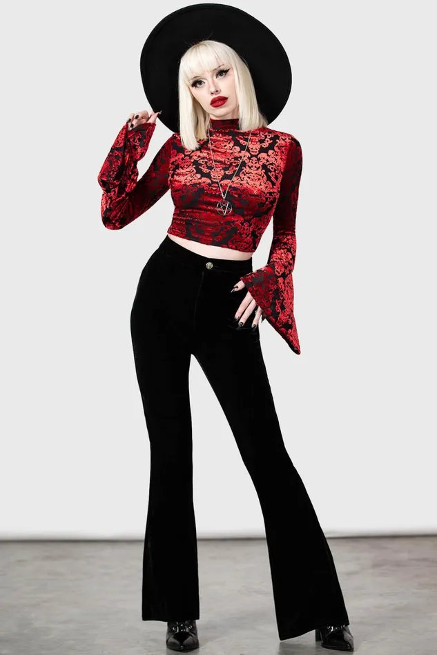 Killstar Thena039s Thistle Velvet Bootcut Trousers Women Velvet