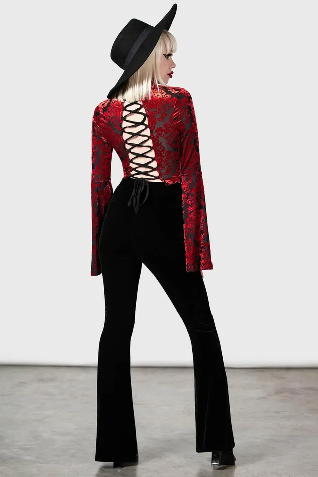 Killstar Thena039s Thistle Velvet Bootcut Trousers Women Velvet