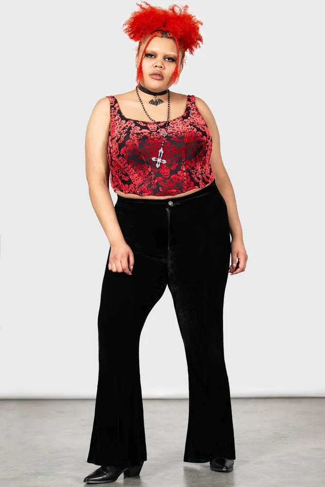 Killstar Thena039s Thistle Velvet Bootcut Trousers Women Velvet
