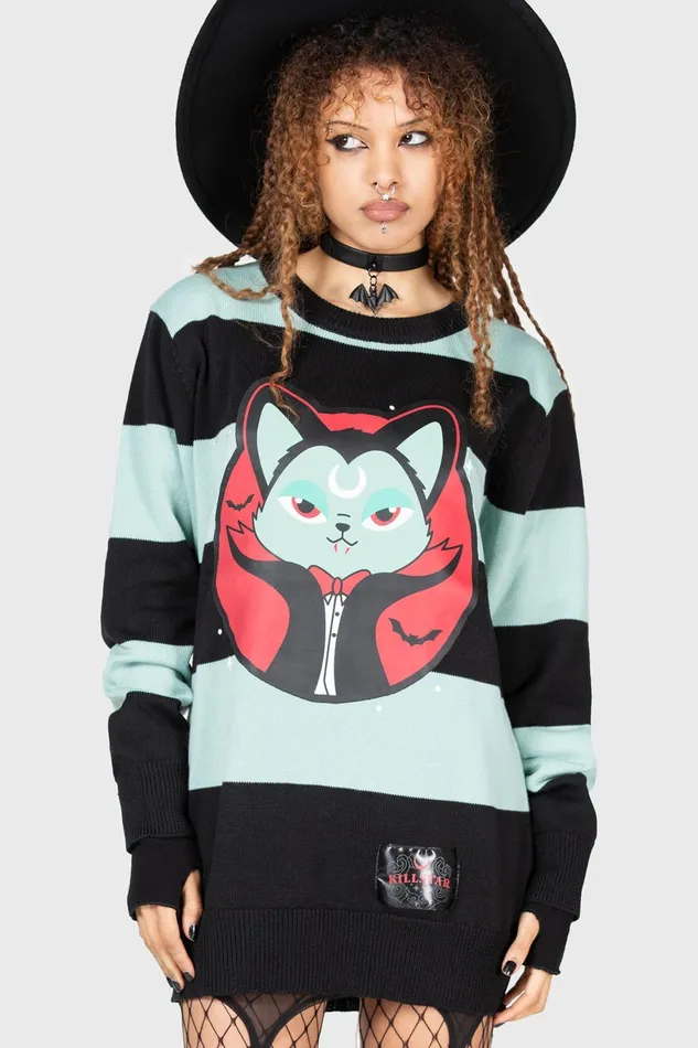 Killstar Vampurr Stripe Sweater MINT Women Sweaters