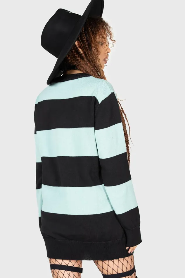 Killstar Vampurr Stripe Sweater MINT Women Sweaters