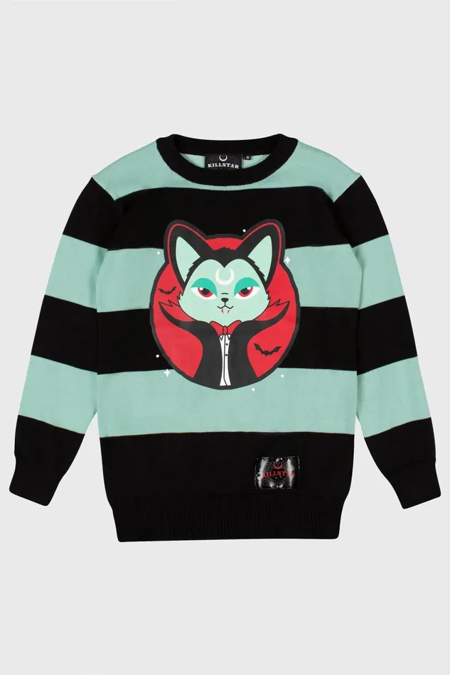 Killstar Vampurr Stripe Sweater MINT Women Sweaters