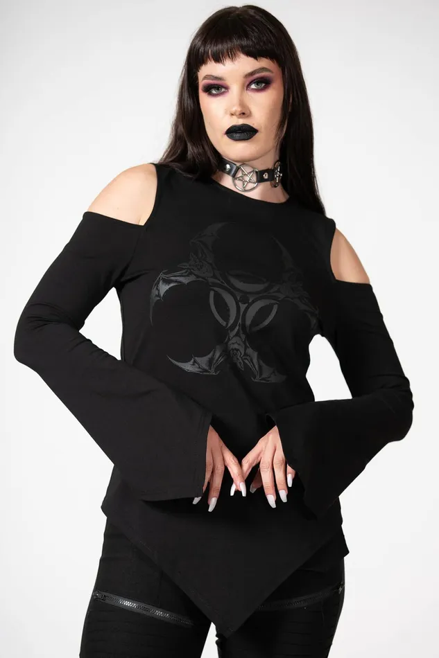 Killstar Voxy Cold Shoulder Top Women Long Sleeves