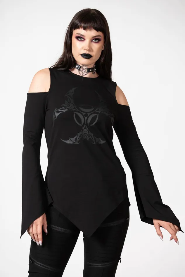 Killstar Voxy Cold Shoulder Top Women Long Sleeves