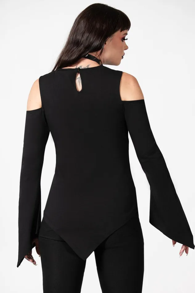 Killstar Voxy Cold Shoulder Top Women Long Sleeves