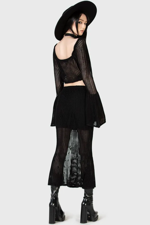 Killstar Widows Prey Knit Skirt Women Maxi Skirts