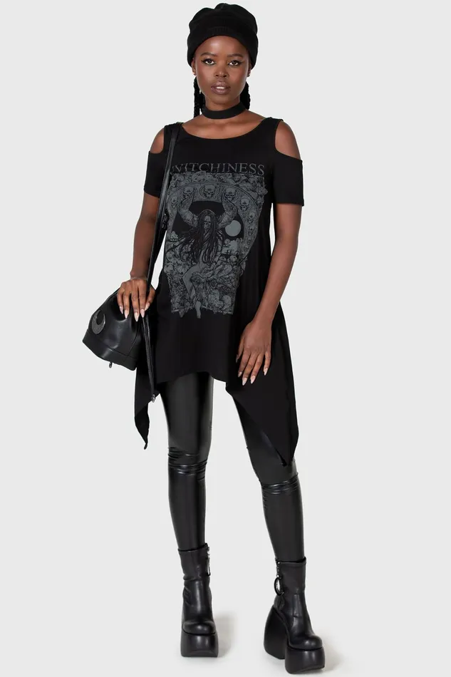 Killstar Witchiness Cold Shoulder Top Women TShirts and Vests