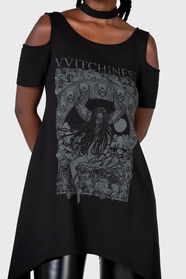 Killstar Witchiness Cold Shoulder Top Women TShirts and Vests