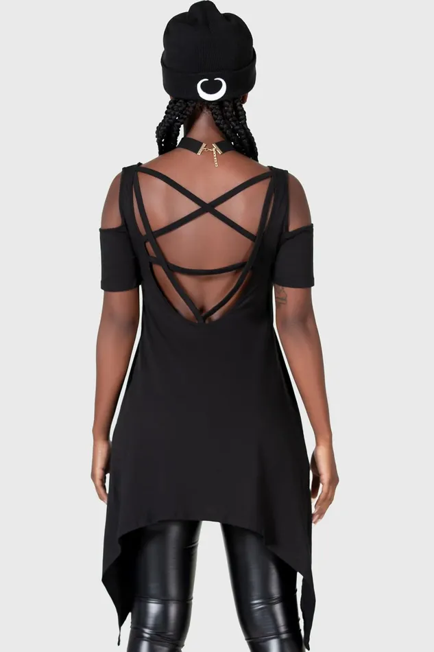 Killstar Witchiness Cold Shoulder Top Women TShirts and Vests