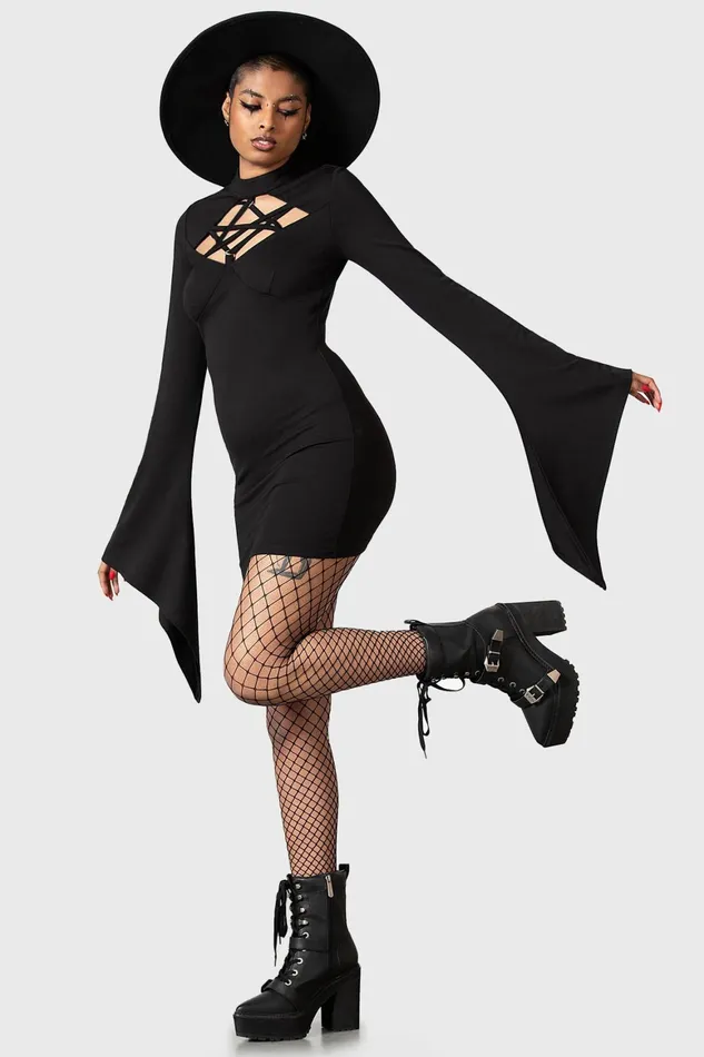 Killstar Witchural Long Sleeve Dress Women Mini