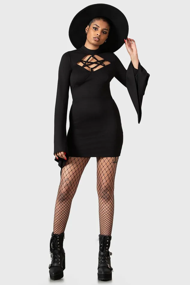 Killstar Witchural Long Sleeve Dress Women Mini