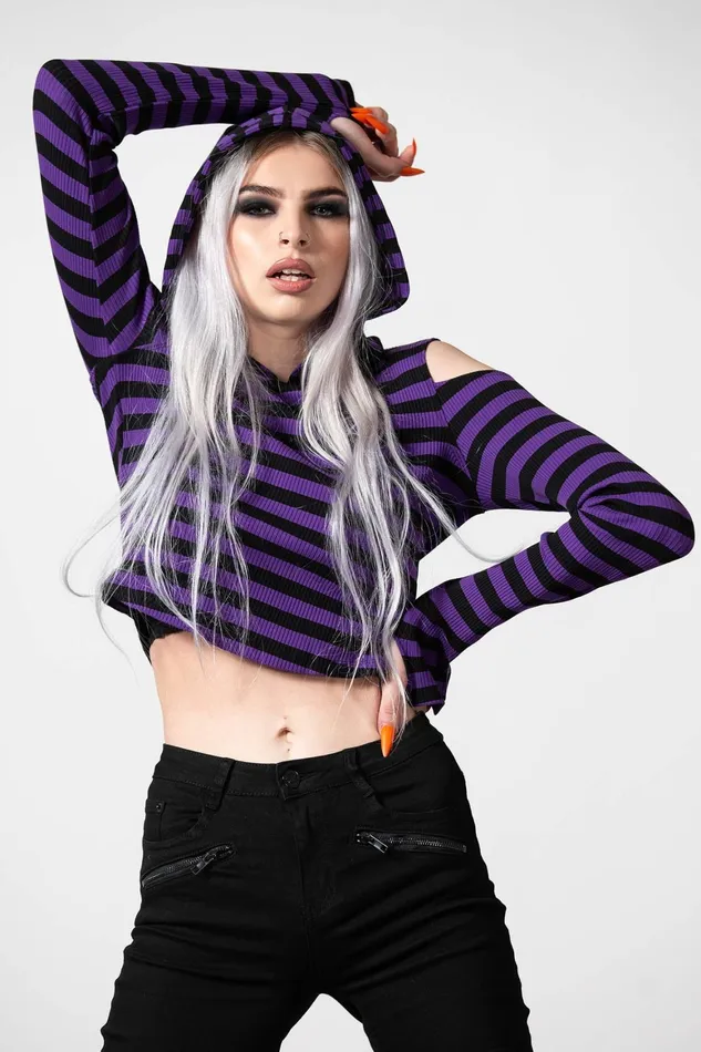 Killstar Zephyr Hooded Top PURPLE Women Long Sleeves