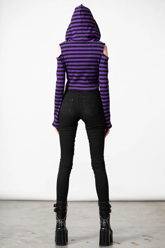 Killstar Zephyr Hooded Top PURPLE Women Long Sleeves