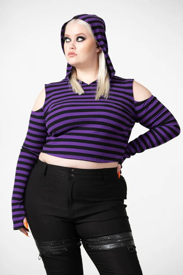 Killstar Zephyr Hooded Top PURPLE Women Long Sleeves