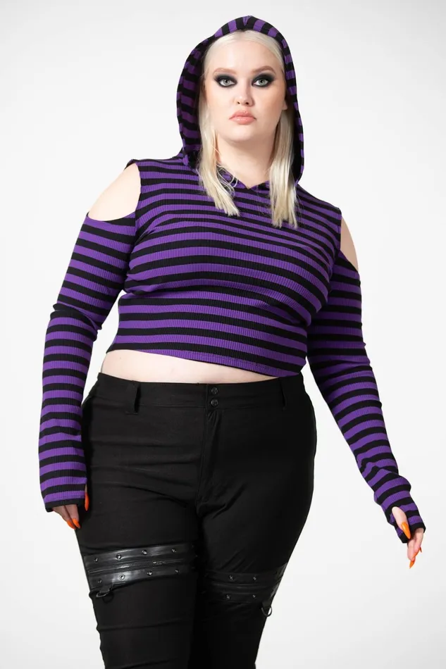 Killstar Zephyr Hooded Top PURPLE Women Long Sleeves