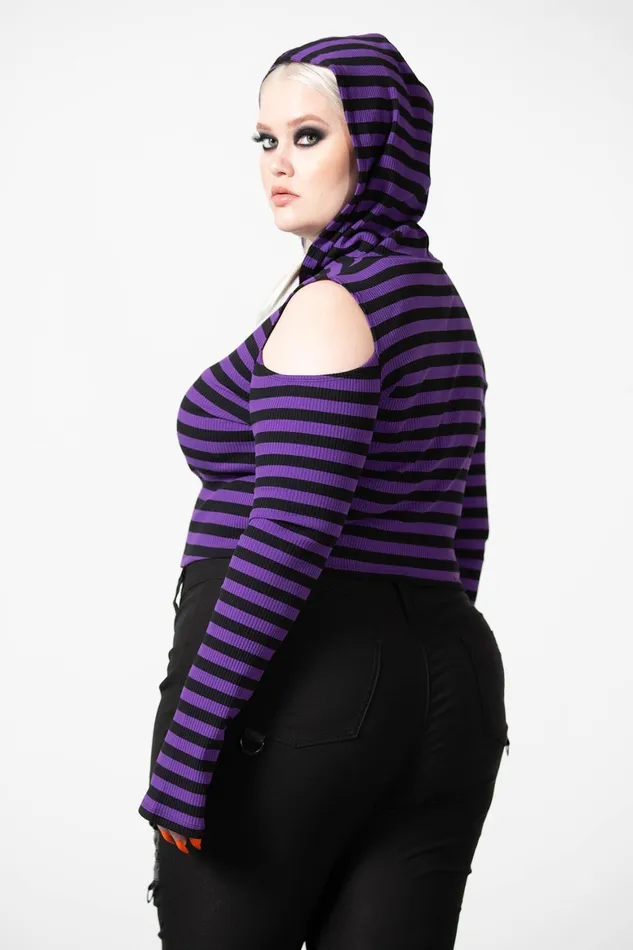 Killstar Zephyr Hooded Top PURPLE Women Long Sleeves