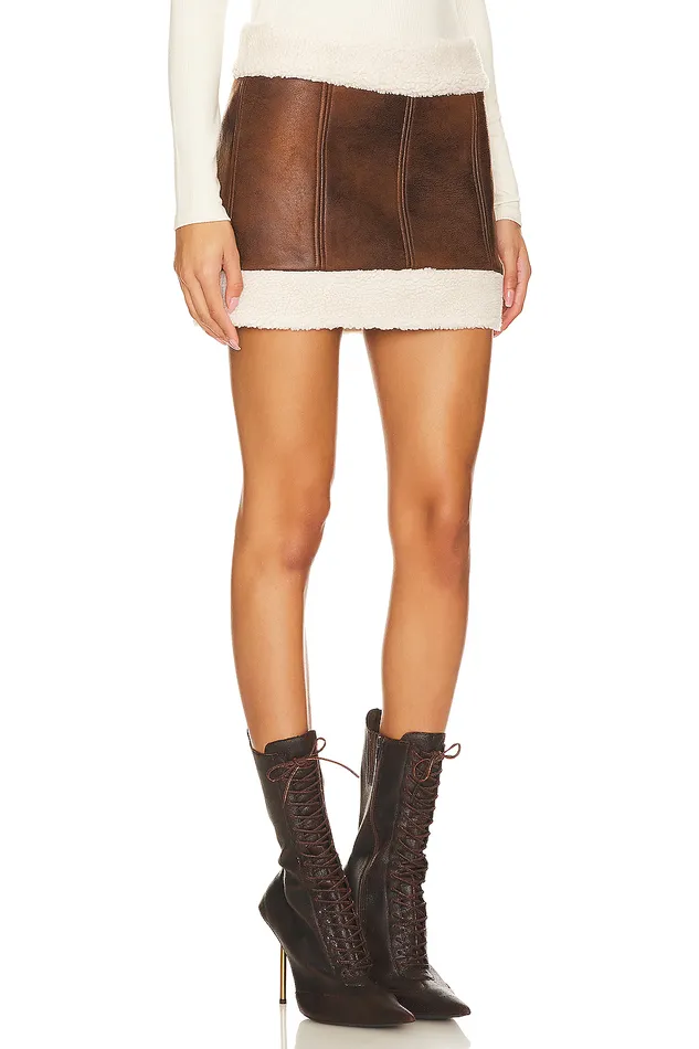 Leather Women Lovers and Friends Luanne Mini Skirt Walnut Leather Women Lovers and Friends Luanne Mini Skirt Walnut