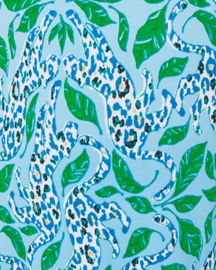Lilly Pulitzer 24034 Pajama Crop Pant Bon Bon Blue Leapin Leopards Women Loungewear