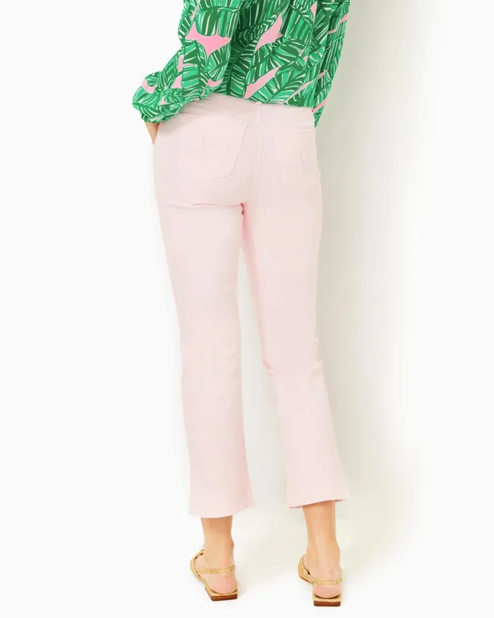 Lilly Pulitzer 27034 Annet High Rise Crop Flare Pant Misty Pink Women Bottoms