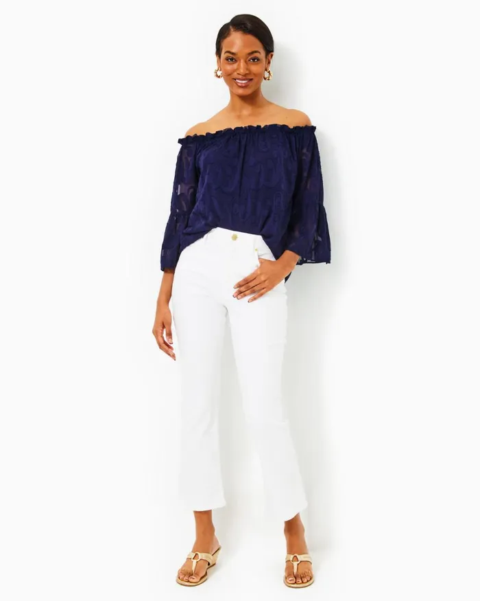Lilly Pulitzer 27034 Annet High Rise Crop Flare Pant Resort White Women Bottoms Lilly Pulitzer 27034 Annet High Rise Crop Flare Pant Resort White Women Bottoms