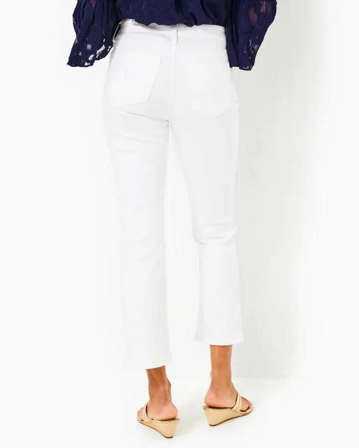 Lilly Pulitzer 27034 Annet High Rise Crop Flare Pant Resort White Women Bottoms