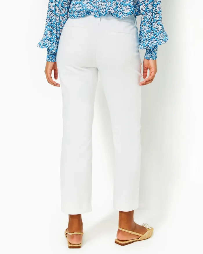 Lilly Pulitzer 28034 Gretchen High Rise Straight Leg Pant Resort White Women Bottoms