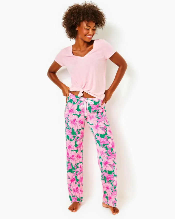 Lilly Pulitzer 305034 Pajama Knit Pant Kelly Green Hibis Kiss Women Loungewear Lilly Pulitzer 305034 Pajama Knit Pant Kelly Green Hibis Kiss Women Loungewear