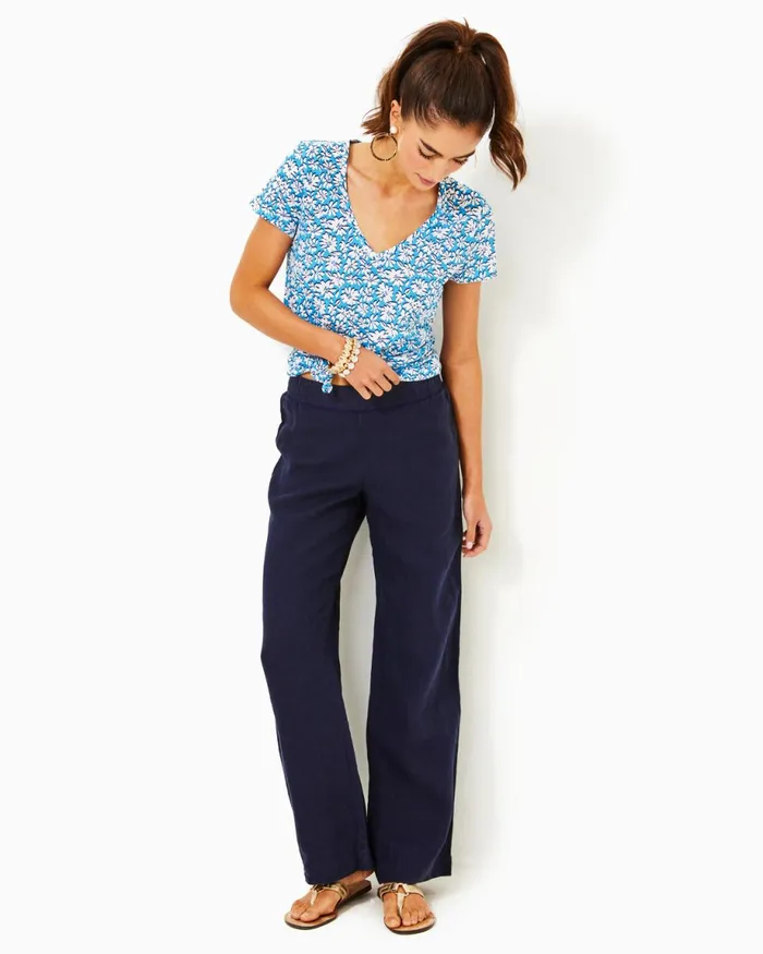 Lilly Pulitzer 31034 Deri Linen Palazzo Pant True Navy X True Navy Women Bottoms Lilly Pulitzer 31034 Deri Linen Palazzo Pant True Navy X True Navy Women Bottoms