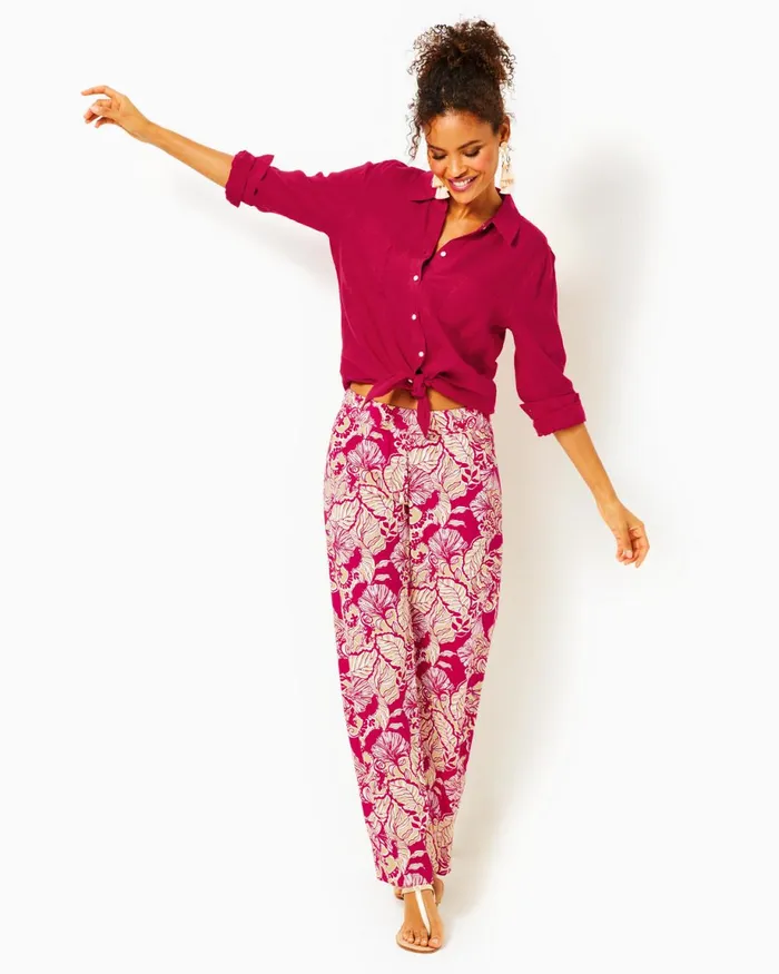 Lilly Pulitzer 32034 Bal Harbour Palazzo Pant Poinsettia Red Island Vibes Women Bottoms Lilly Pulitzer 32034 Bal Harbour Palazzo Pant Poinsettia Red Island Vibes Women Bottoms
