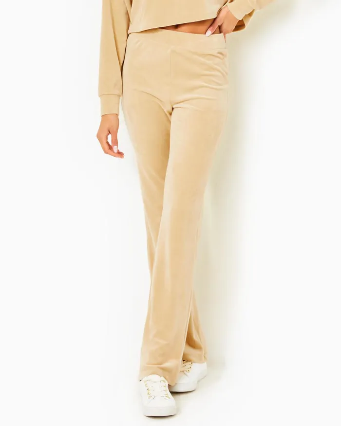 Lilly Pulitzer 33034 Natine High Rise Velour Pant Sand Bar Women Bottoms