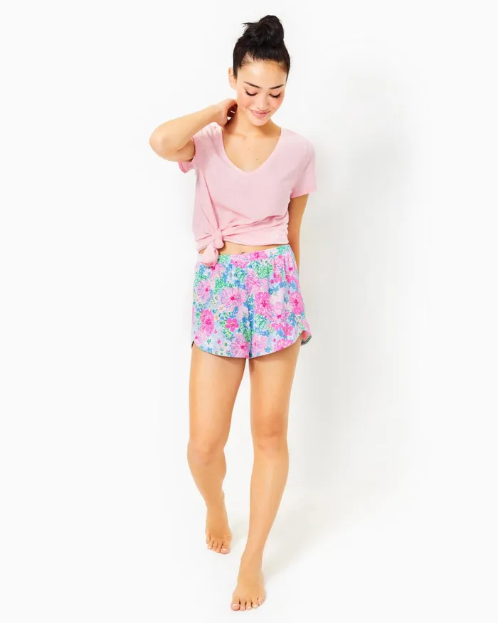 Lilly Pulitzer 4034 Sevina Pajama Knit Short Multi Lil Soiree All Day Women Loungewear