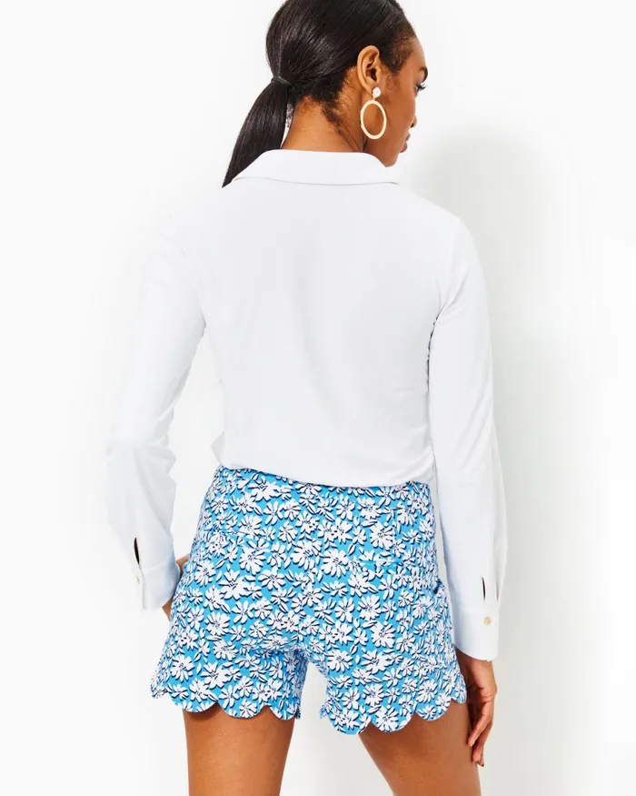 Lilly Pulitzer 5034 Buttercup Mid Rise Short Lunar Blue Palm Beach Petals Women Bottoms