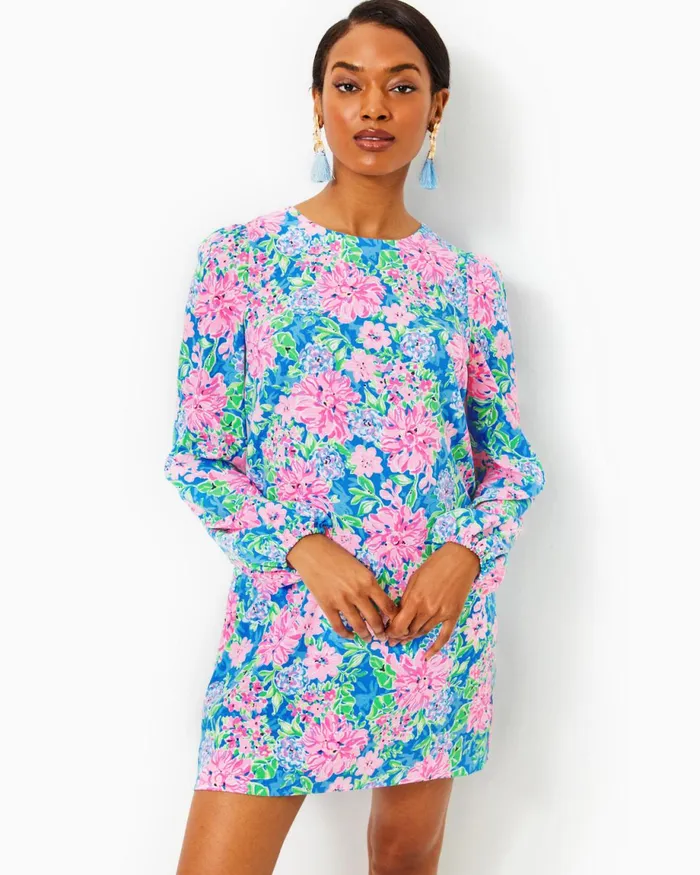 Lilly Pulitzer Alyna Long Sleeve Dress Multi Spring In Your Step Women Straight Dresses