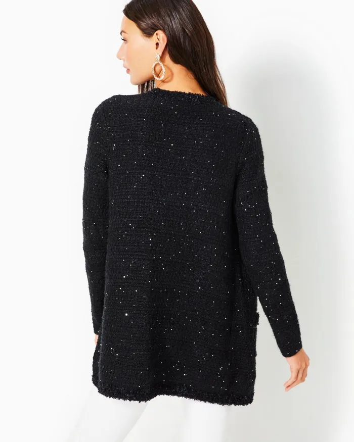 Lilly Pulitzer Amal Cardigan Black Metallic Women Tops