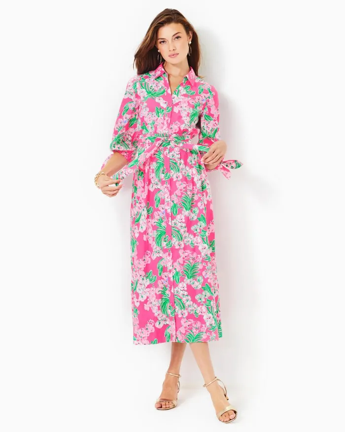 Lilly Pulitzer Amrita Cotton Midi Shirtdress Roxie Pink Worth A Look Women Fit and Flare Dresses Lilly Pulitzer Amrita Cotton Midi Shirtdress Roxie Pink Worth A Look Women Fit and Flare Dresses