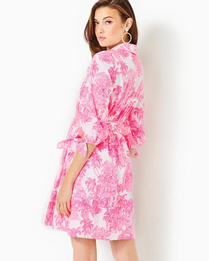 Lilly Pulitzer Amrita Cotton Shirtdress Resort White Pb Anniversary Toile Women Fit and Flare Dresses