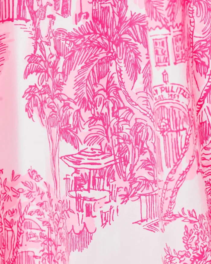 Lilly Pulitzer Amrita Cotton Shirtdress Resort White Pb Anniversary Toile Women Fit and Flare Dresses