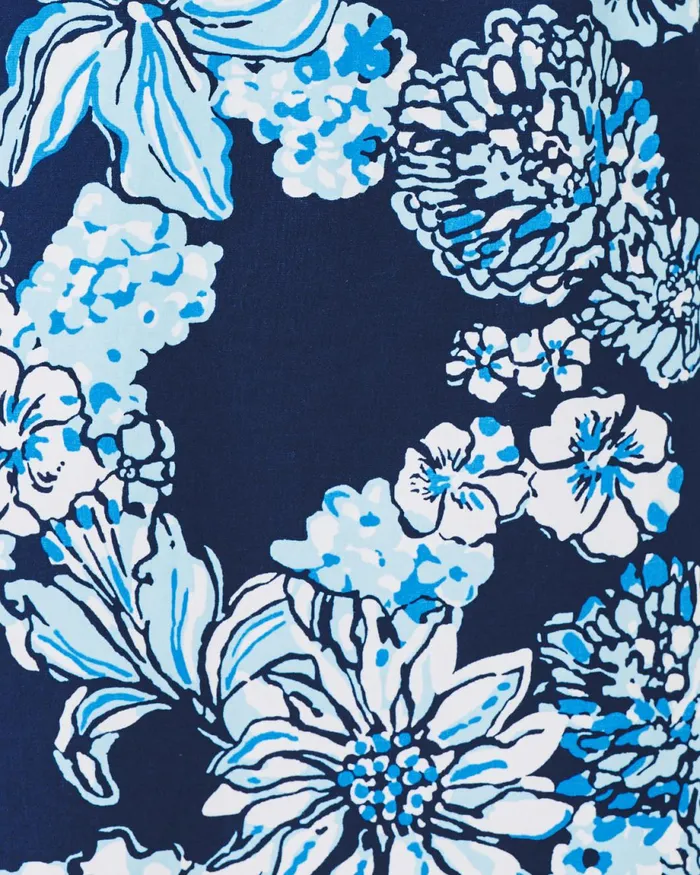 Lilly Pulitzer Aria Cotton Shift Dress Low Tide Navy Bouquet All Day Women Shift Dresses