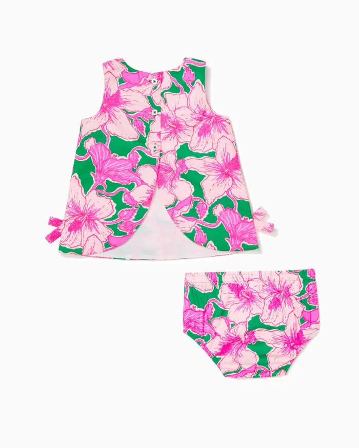 Lilly Pulitzer Baby Lilly Infant Shift Dress Kelly Green Hibis Kiss Girl Dresses and Rompers