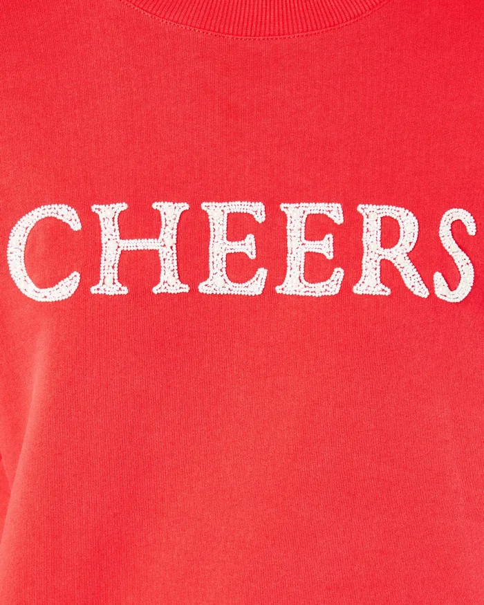 Lilly Pulitzer Ballad Cotton Sweatshirt Amaryllis Red Cheers Graphic Women Tops
