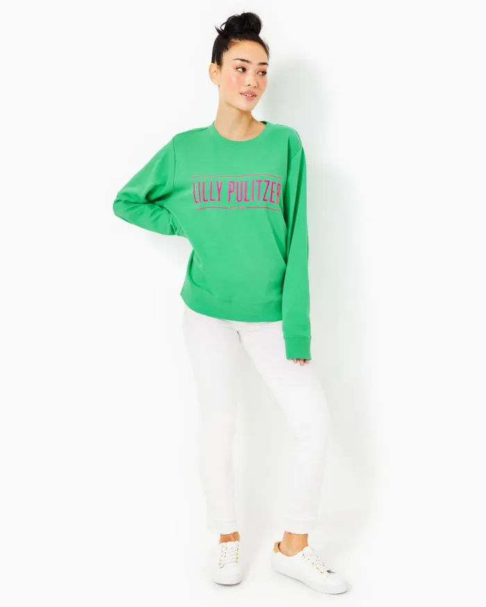Lilly Pulitzer Ballad Cotton Sweatshirt Spearmint Lilly Pulitzer Embroidered Sweatshirt Women Tops