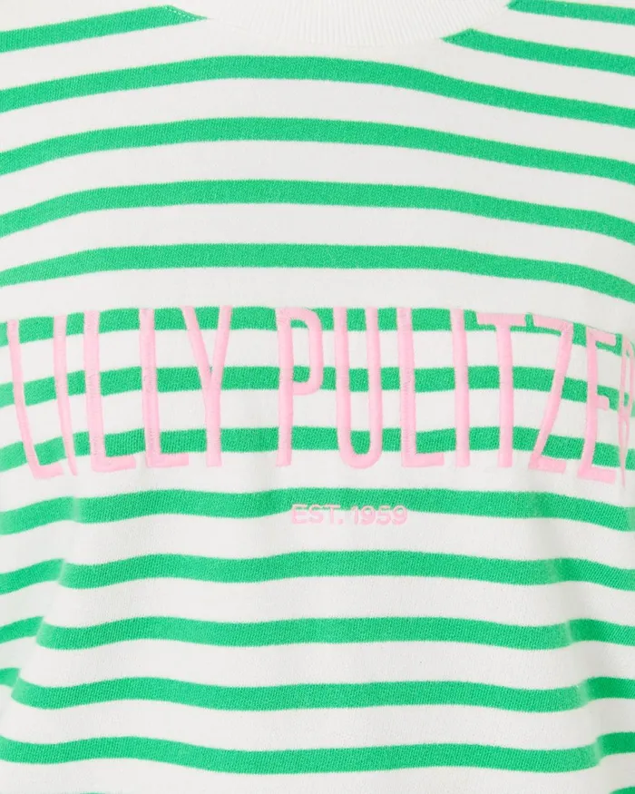 Lilly Pulitzer Ballad Cotton Sweatshirt Spearmint Striped Lilly Pulitzer Embroidered Sweat Women Tops
