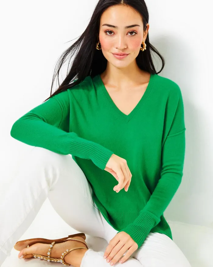 Lilly Pulitzer Bedford Cashmere Sweater Kelly Green Women Tops