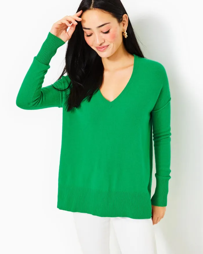 Lilly Pulitzer Bedford Cashmere Sweater Kelly Green Women Tops